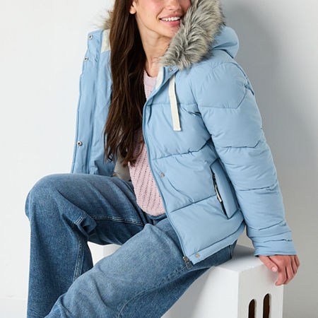 Maralyn And Me Hooded Heavyweight Womens Juniors Puffer Jacket, X-large, Blue