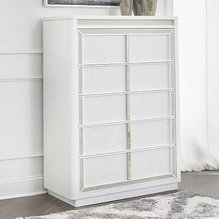 Signature Design By Ashley Chalanna 5-Drawer Chest, One Size, White