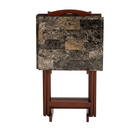 Breckenham Faux Marble 5-pc. TV Tray Table, One Size, Brown