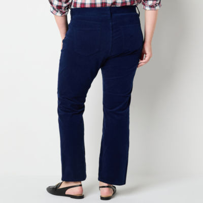 St. John's Bay Womens Mid Rise Straight Corduroy Pant - Plus