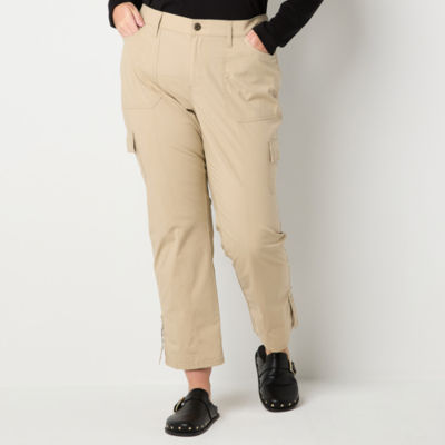 St. John's Bay Womens Mid Rise Stretch Fabric Straight Cargo Pant-Plus