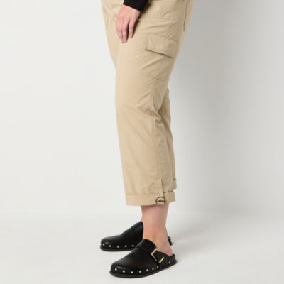 St. John's Bay Womens Mid Rise Stretch Fabric Straight Cargo Pant-Plus