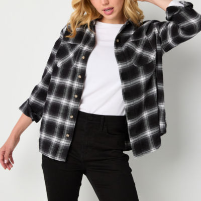 a.n.a Plaid Womens Long Sleeve Adaptive Regular Fit Button-Down Shirt