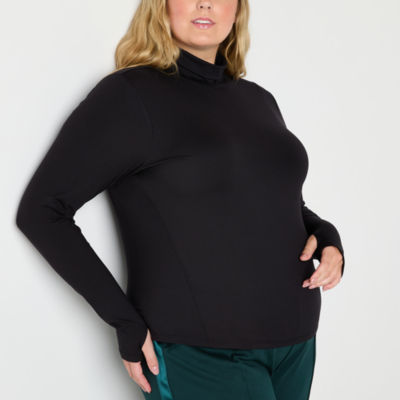 Stylus Womens Long Sleeve Mock Neck Top Plus