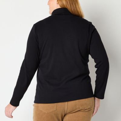 St. John's Bay Womens Plus Turtleneck Long Sleeve T-Shirt