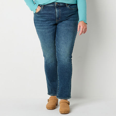 a.n.a Womens High Rise Straight Leg Jean, 22w Long, Blue