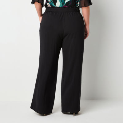 Bold Elements-Plus Womens High Rise Wide Leg Pull-On Pants