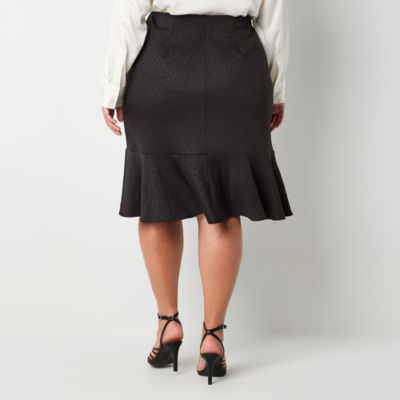 Bold Elements Plus Womens Midi Flared Skirt