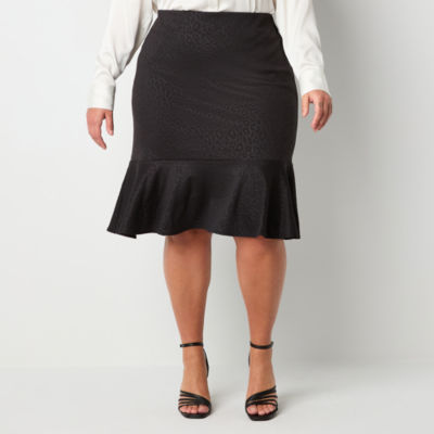 Bold Elements Plus Womens Midi Flared Skirt