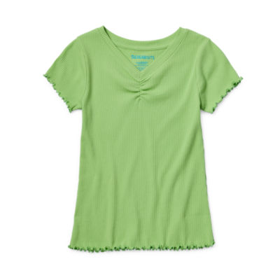 Thereabouts Little & Big Girls Rib V Neck Short Sleeve T-Shirt