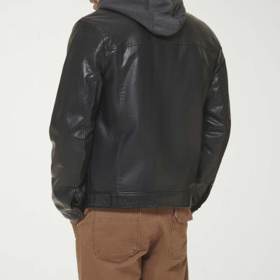Levi's Mens Faux Leather Lined Water Resistant Sherpa Lined Midweight Trucker Jacket