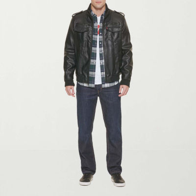 Levi's Mens Faux Leather Sherpa Lined Midweight Jacket