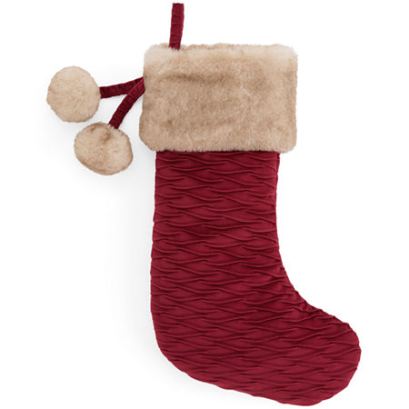 North Pole Trading Co . Red Crinkle Fur Christmas Stocking In Red