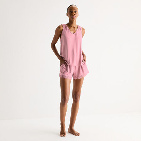 Ambrielle Womens V Neck Sleeveless Pajama Top, X-small, Pink