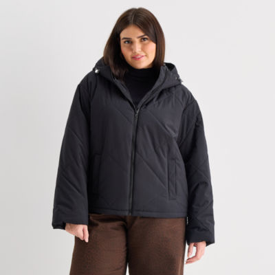 a.n.a Womens Plus Hooded Midweight Puffer Jacket