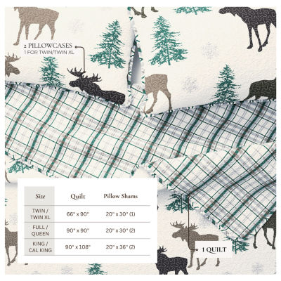 Linery Moose Trees Reversible Quilt Set