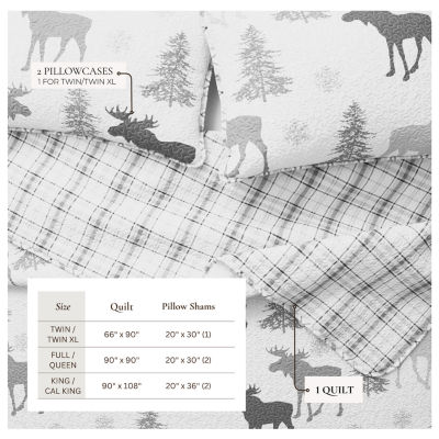 Linery Moose Trees Reversible Quilt Set