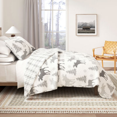 Linery Moose Trees Reversible Quilt Set