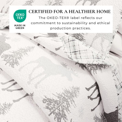 Linery Moose Trees Reversible Quilt Set