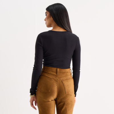 a.n.a Womens Long Sleeve Regular Fit Henley Shirt