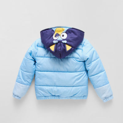 Little Boys Bluey Hooded Heavyweight Puffer Jacket, Color: Blue