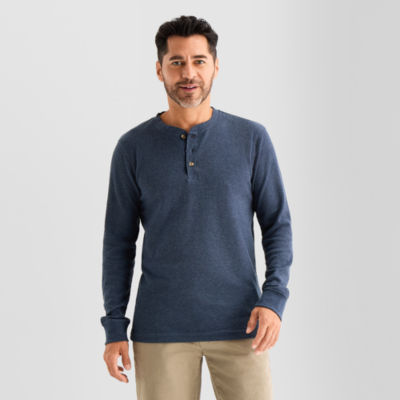 St. John's Bay Honeycomb Henley Mens Crew Neck Long Sleeve Classic Fit Thermal Top