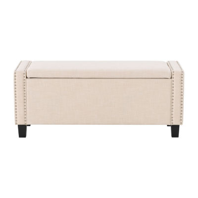 Corliving Boston Living Room Collection Storage Nailhead Trim Bench