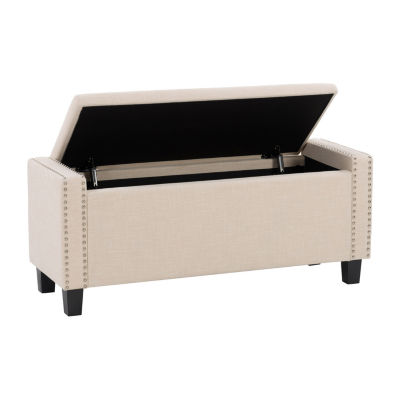 Corliving Boston Living Room Collection Storage Nailhead Trim Bench