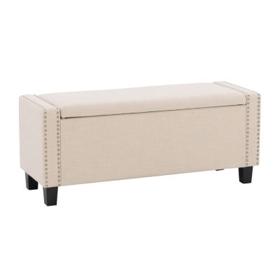 Corliving Boston Living Room Collection Storage Nailhead Trim Bench