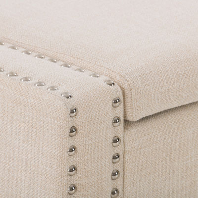 Corliving Boston Living Room Collection Storage Nailhead Trim Bench