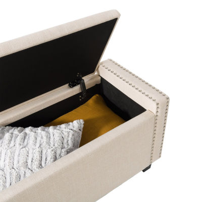 Corliving Boston Living Room Collection Storage Nailhead Trim Bench