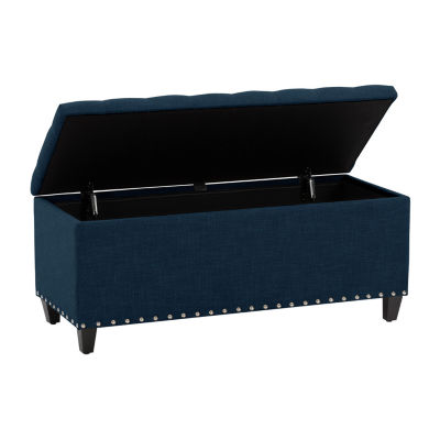 Corliving Boston Living Room Collection Storage Nailhead Trim Bench