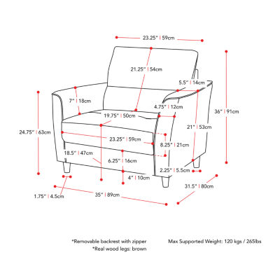 Corliving Georgia Living Room Collection Tufted Upholstered Armchair