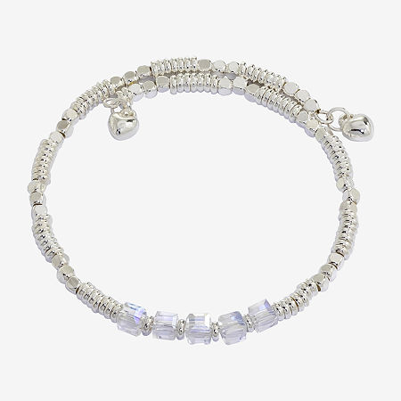 Sparkle Allure Birthstone Crystal Pure Silver Over Brass 7 Inch Bead Wrap Bracelet, One Size, April