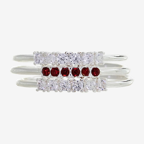 Sparkle Allure Birthstone 3-pc. Cubic Zirconia Pure Silver Over Brass Ring Sets