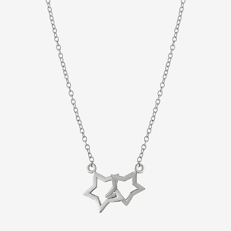 Silver Treasures Sterling Silver 16 Inch Cable Star Pendant Necklace, One Size