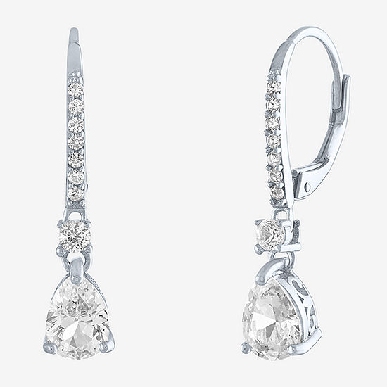 Limited Time Special! Lab Created White Sapphire Sterling Silver Drop Earrings