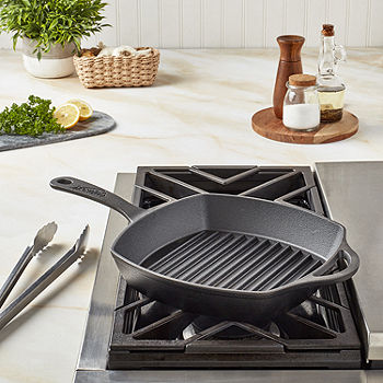  Lodge 12 Cast Iron Dual Handle Grill Pan, Black: Home & Kitchen