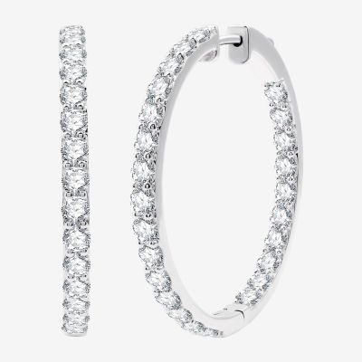 (H-I / Si2-I1) 5 CT. T.W. Lab Grown White Diamond 10K White or Yellow Gold 35mm Hoop Earrings