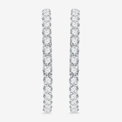 (H-I / Si2-I1) 5 CT. T.W. Lab Grown White Diamond 10K Gold 35mm Hoop Earrings