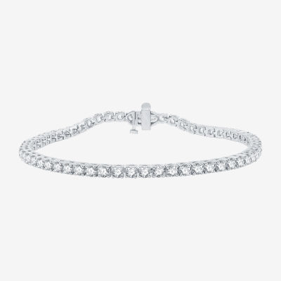 (H-I / Si2-I1) Womens 5 CT. T.W. Lab Grown White Diamond 10K White Gold 7.25 Inch Tennis Bracelet
