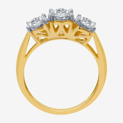 (G / SI1-SI2) Womens 1 CT. T.W. Lab Grown White Diamond 10K Gold Round 3-Stone Engagement Ring