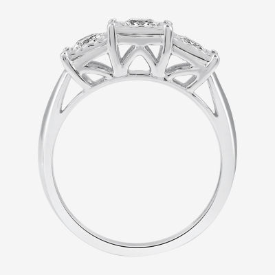(H-I / Si2-I1) Womens 1 CT. T.W. Lab Grown White Diamond 10K Gold 3-Stone Engagement Ring