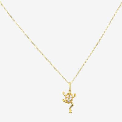 Frog Girls Lab Created White Cubic Zirconia 14K Gold Pendant Necklace