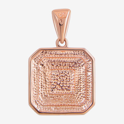 14K Rose Gold Over Silver Crystal Square Pendant Necklace