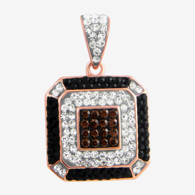 14K Rose Gold Over Silver Crystal Square Pendant Necklace