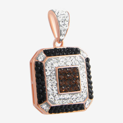 14K Rose Gold Over Silver Crystal Square Pendant Necklace