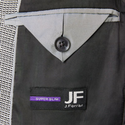 J. Ferrar Mens Geometric Stretch Fabric Slim Fit Sport Coat
