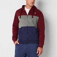 U.S. Polo Assn. Full Zip Fleece Mens Long Sleeve Embroidered Zipper Hoodie, Large, Red