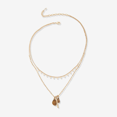 a.n.a Womens Brown Tiger's Eye 16 Inch Strand Necklace